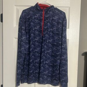 Straight down Blue Camouflage Quarter-Zip Pullover